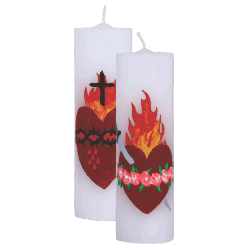 Velas Sagrado Coração de Jesus e Imaculado Coração de Maria - 20x6cm